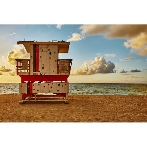 Miami Beach Black Modern Wood Framed Art Print with Double Matting by Zeise, Wilfried