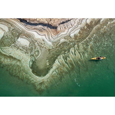 Kayaker Dead Sea Gold Ornate Wood Framed Art Print with Double Matting by Meirovich, Ido