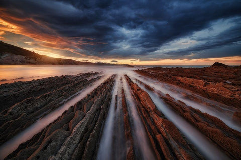 Zumaia Flysch 6 Black Ornate Wood Framed Art Print with Double Matting by Pablo De, Juan