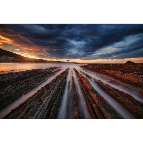 Zumaia Flysch 6 Black Modern Wood Framed Art Print with Double Matting by Pablo De, Juan