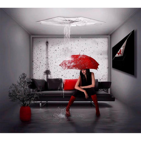 Rain in Paris Black Modern Wood Framed Art Print with Double Matting by Simongulashvili, Natalia