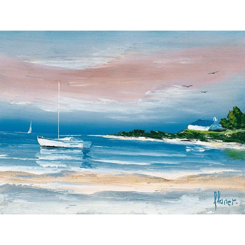 Rivages I White Modern Wood Framed Art Print by Flanet, Frederic