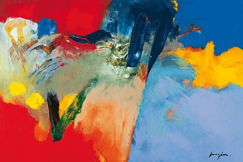 Rouge - Bleu II Black Ornate Wood Framed Art Print with Double Matting by Magis, Pascal