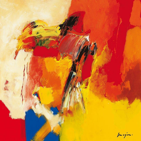 Orange White Modern Wood Framed Art Print with Double Matting by Magis, Pascal