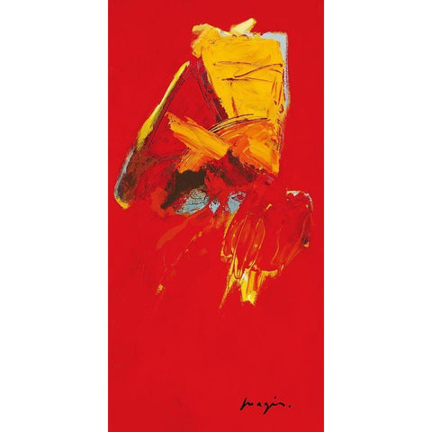 Triptyque rouge III White Modern Wood Framed Art Print by Magis, Pascal