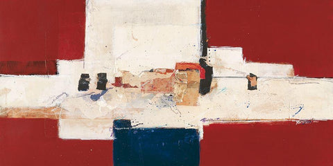 Abstrakt III White Modern Wood Framed Art Print with Double Matting by van der Werf, Ron