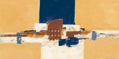 Abstrakt V White Modern Wood Framed Art Print with Double Matting by van der Werf, Ron