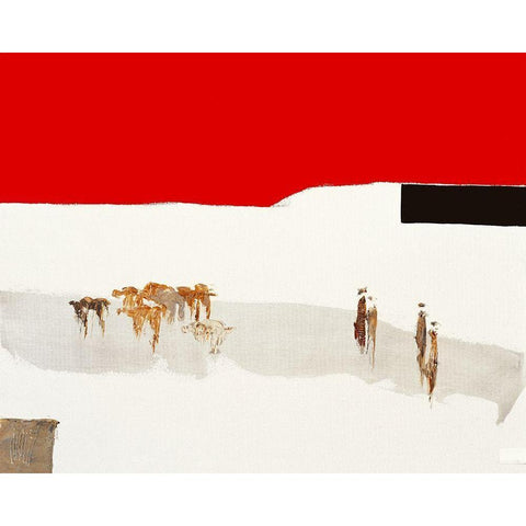 La route du desert III Black Modern Wood Framed Art Print by Choisy, Christian