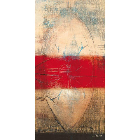 Lignes rouges I Black Modern Wood Framed Art Print with Double Matting by Becam, Carole