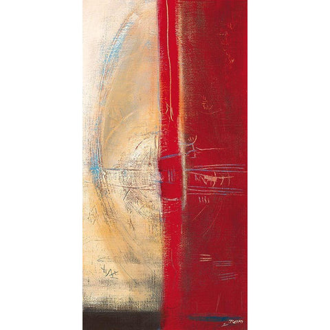 Lignes rouges II Black Modern Wood Framed Art Print with Double Matting by Becam, Carole