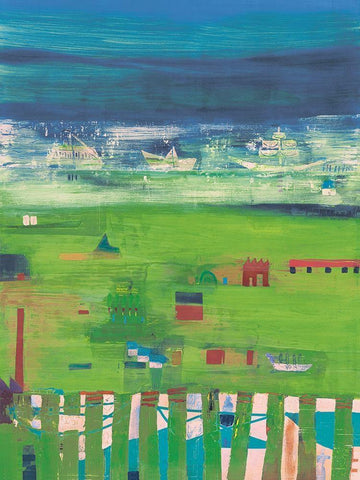 At the Seaside White Modern Wood Framed Art Print with Double Matting by Richter-Armgart, Rose