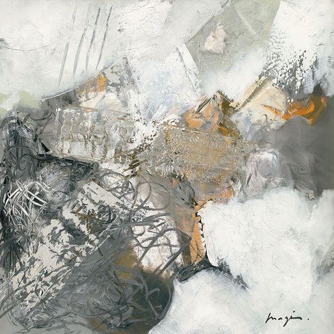 Variations abstraites VI White Modern Wood Framed Art Print with Double Matting by Magis, Pascal