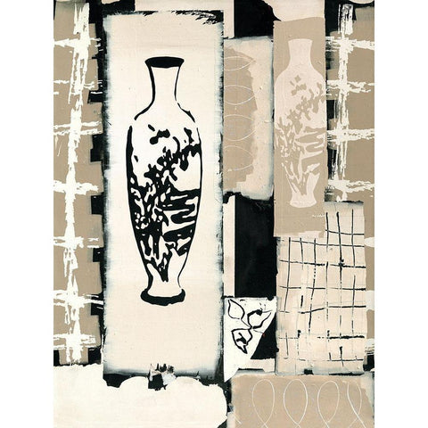 Chinoiserie Black Modern Wood Framed Art Print with Double Matting by Noiseux, Marie Madeleine