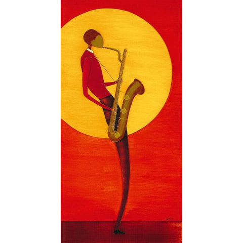 Jazz Man I Gold Ornate Wood Framed Art Print with Double Matting by Ona