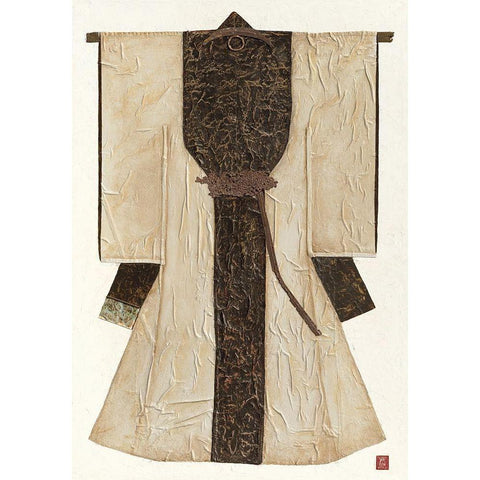 Kimono Black Modern Wood Framed Art Print with Double Matting by Thiry, Diana