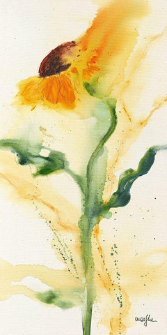 Tournesol I Black Ornate Wood Framed Art Print with Double Matting by Marthe