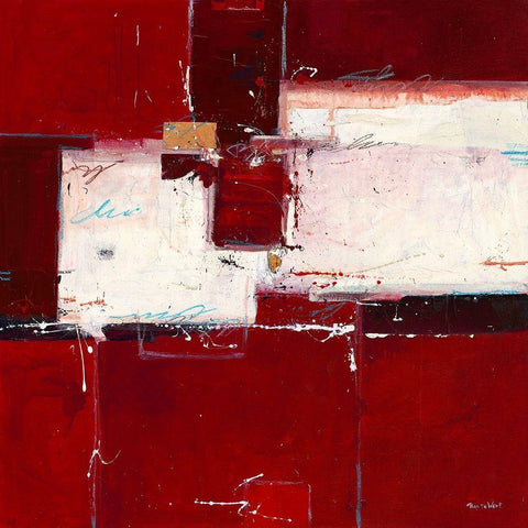 Red I Black Modern Wood Framed Art Print with Double Matting by van der Werf, Ron