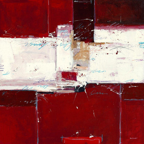 Red II White Modern Wood Framed Art Print with Double Matting by van der Werf, Ron