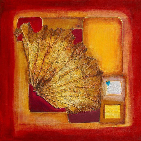 Le lotus d or II White Modern Wood Framed Art Print with Double Matting by Perinciolo Duluc, Lyne