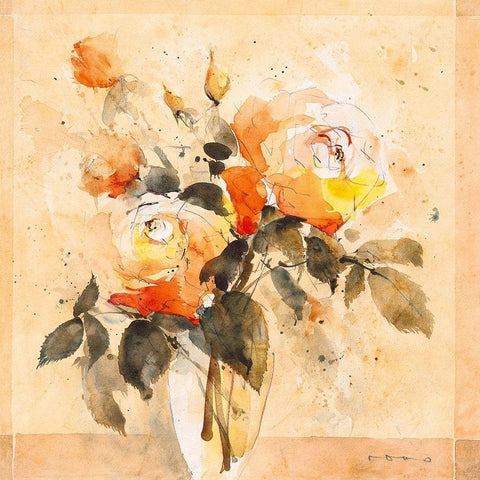 Roses IV Gold Ornate Wood Framed Art Print with Double Matting by ROMO-Rolf Morschhauser