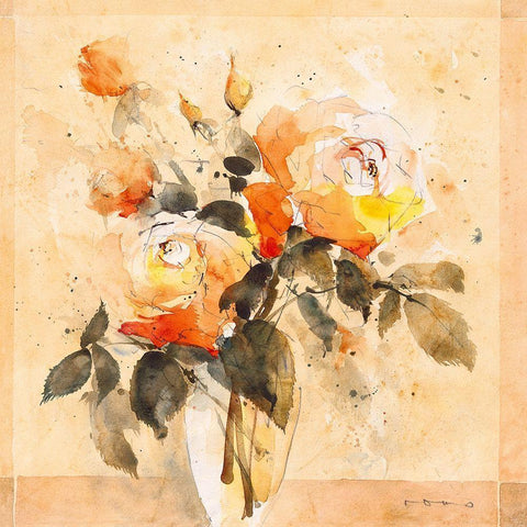 Roses IV White Modern Wood Framed Art Print with Double Matting by ROMO-Rolf Morschhauser