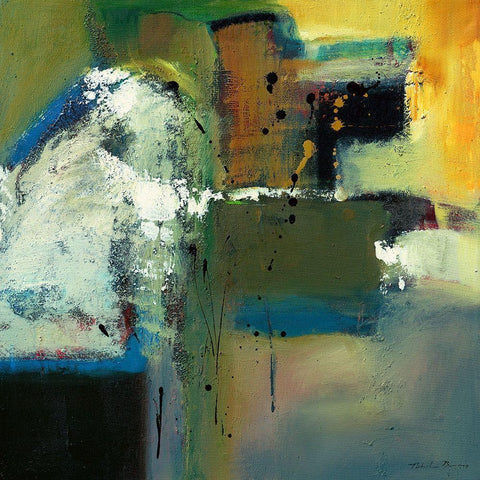 Abstract in Green I Black Modern Wood Framed Art Print by Barnes, Natasha