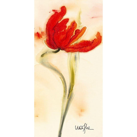 Tulipe I Black Modern Wood Framed Art Print with Double Matting by Marthe