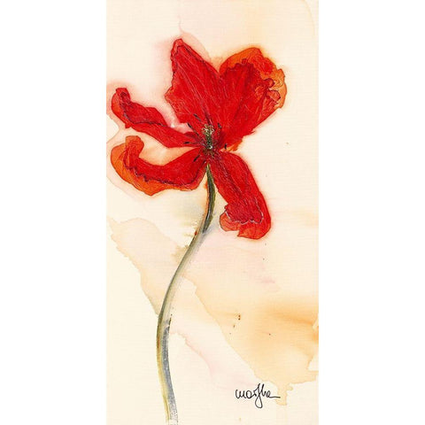 Tulipe III White Modern Wood Framed Art Print by Marthe