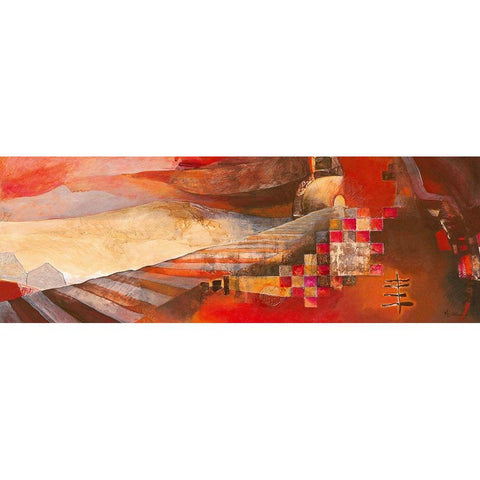 Railway Landscape Gold Ornate Wood Framed Art Print with Double Matting by Holtkamp, Margreet