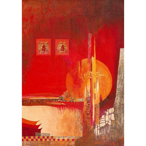 Chinese Landscape Black Modern Wood Framed Art Print by Holtkamp, Margreet