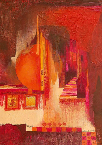 Asian Landscape Black Ornate Wood Framed Art Print with Double Matting by Holtkamp, Margreet