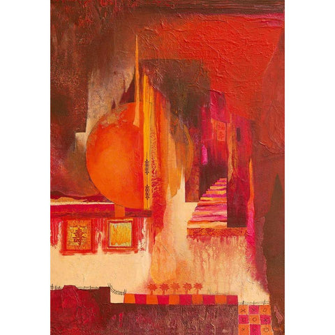 Asian Landscape Black Modern Wood Framed Art Print by Holtkamp, Margreet