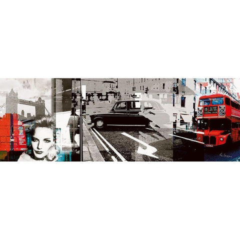 London Black Modern Wood Framed Art Print with Double Matting by Luger, Gery