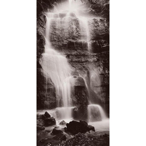 Waterfall Swallet-Peak District,England White Modern Wood Framed Art Print by Butcher, Dave