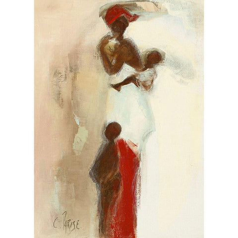 Silhouettes Africaines II White Modern Wood Framed Art Print by Parise, Chantal