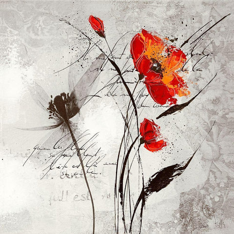 Petite aventure fleurie II White Modern Wood Framed Art Print with Double Matting by Zacher-Finet, Isabelle