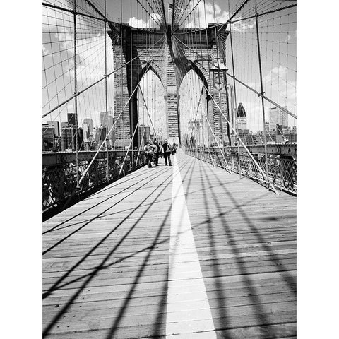 Brooklyn Bridge Tower and Cables #1 Gold Ornate Wood Framed Art Print with Double Matting by Butcher, Dave