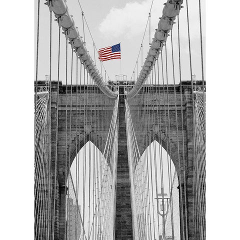 Brooklyn Bridge Tower and Cables #2 Gold Ornate Wood Framed Art Print with Double Matting by Butcher, Dave