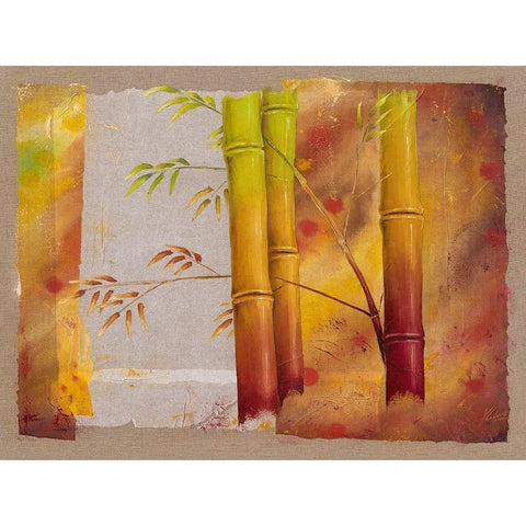 Bambou I Black Modern Wood Framed Art Print with Double Matting by Cadoret, Virginie