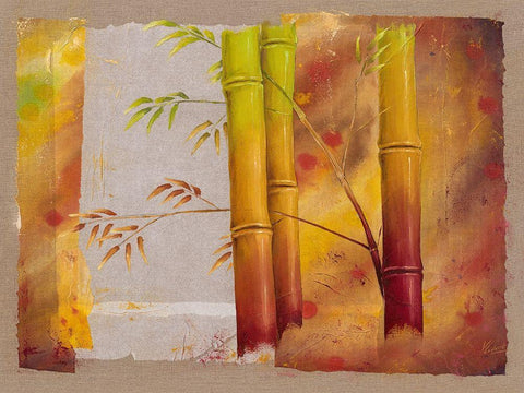 Bambou I White Modern Wood Framed Art Print with Double Matting by Cadoret, Virginie