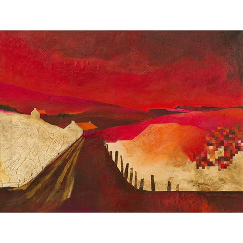 Pixel Landscape Black Modern Wood Framed Art Print by Holtkamp, Margreet