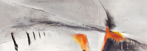 Abstrakte Landschaft II Black Ornate Wood Framed Art Print with Double Matting by Marks, Rita