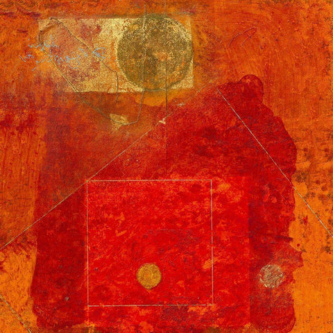 Squares with circles White Modern Wood Framed Art Print by van Marissing, Louis