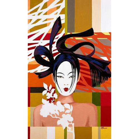 MAYUMI Black Modern Wood Framed Art Print with Double Matting by Bernard, Anne