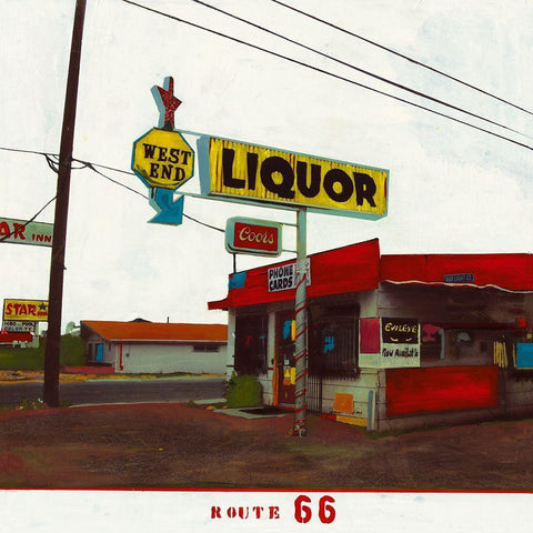 Route 66 - West End Liquor Black Ornate Wood Framed Art Print with Double Matting by Olukman, Ayline