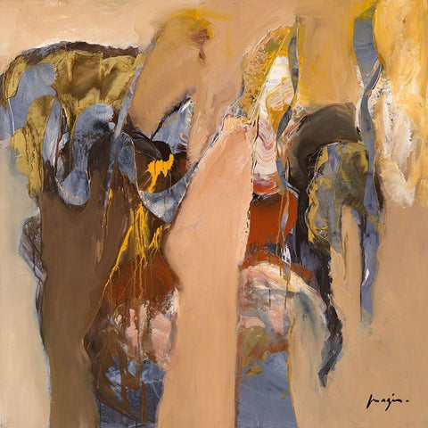 Variations abstraites XV White Modern Wood Framed Art Print with Double Matting by Magis, Pascal