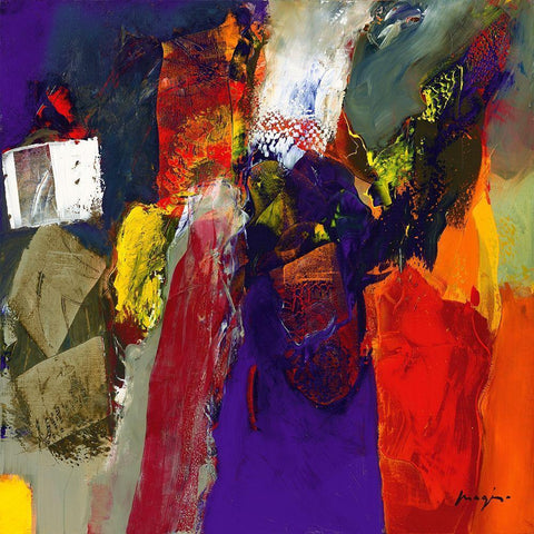 Variations abstraites XVI White Modern Wood Framed Art Print with Double Matting by Magis, Pascal