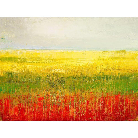 A Field of Marigolds White Modern Wood Framed Art Print by Morten, Jane