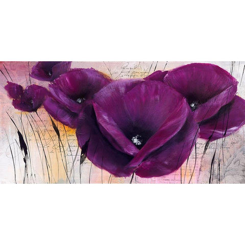 Pavot violet II White Modern Wood Framed Art Print by Zacher-Finet, Isabelle