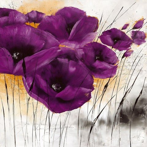 Pavot violet IV Gold Ornate Wood Framed Art Print with Double Matting by Zacher-Finet, Isabelle